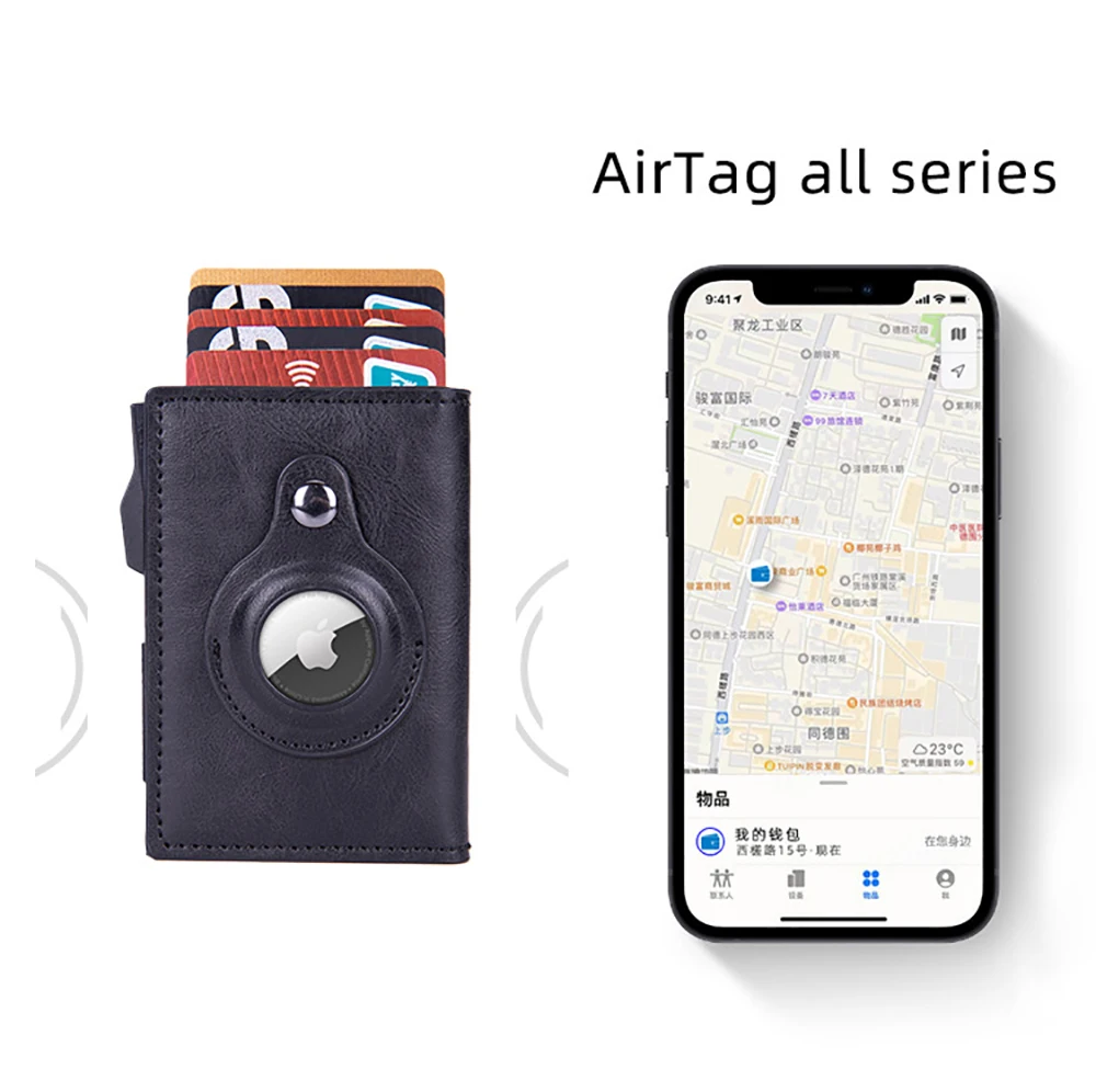 2023 Airtag Wallets Men Carbon Fiber Fashion ID Credit Card Holder Rfid Slim Airtag Slide Purses Designer Cardholder