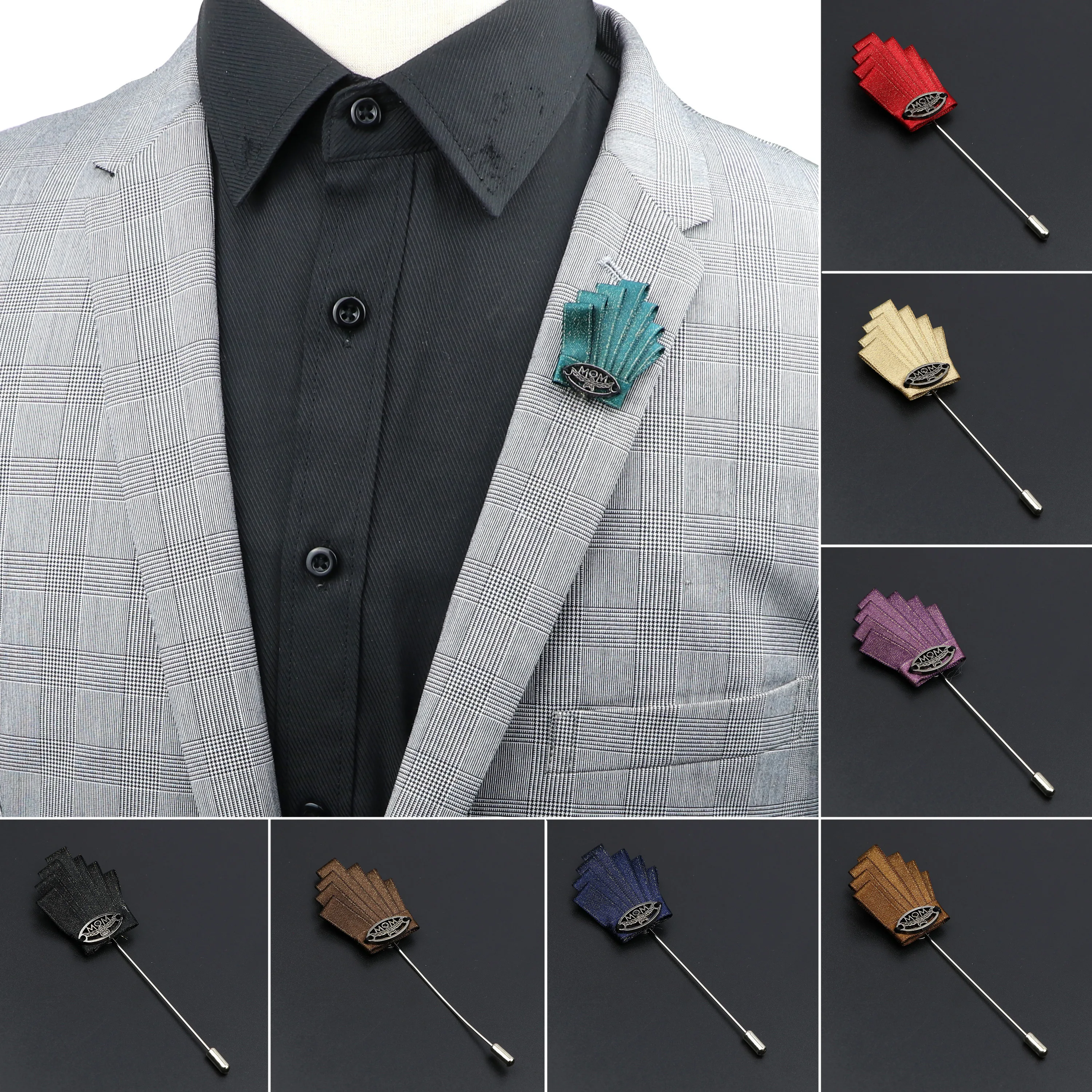 

1PC Handmade Solid Fabric Brooch Pin Men Green Red Brooches Wedding Boutonniere Suit Lapel Brooch Jewelry Clothes Accessory