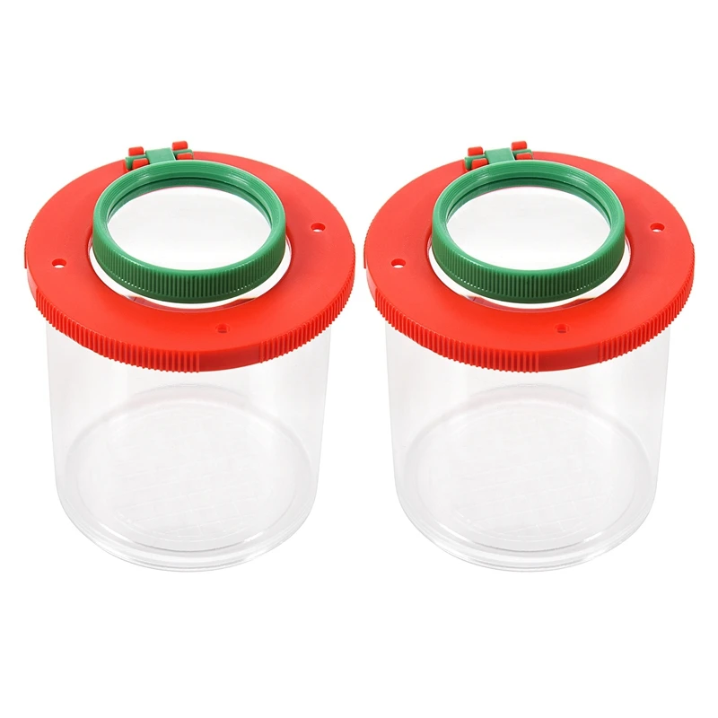

TOP 2Pcs 4X Two Lens Insect Viewer Locket Box Magnifier Bug Magnifying Loupe Kid Toy Gift