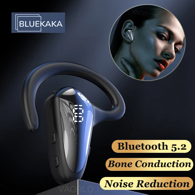 Bone Conduction Bluetooth 5.2 Earphone Hook Ear Business Wireless Headhpone Mini Single Ear Sports Headset for Handsfree phones