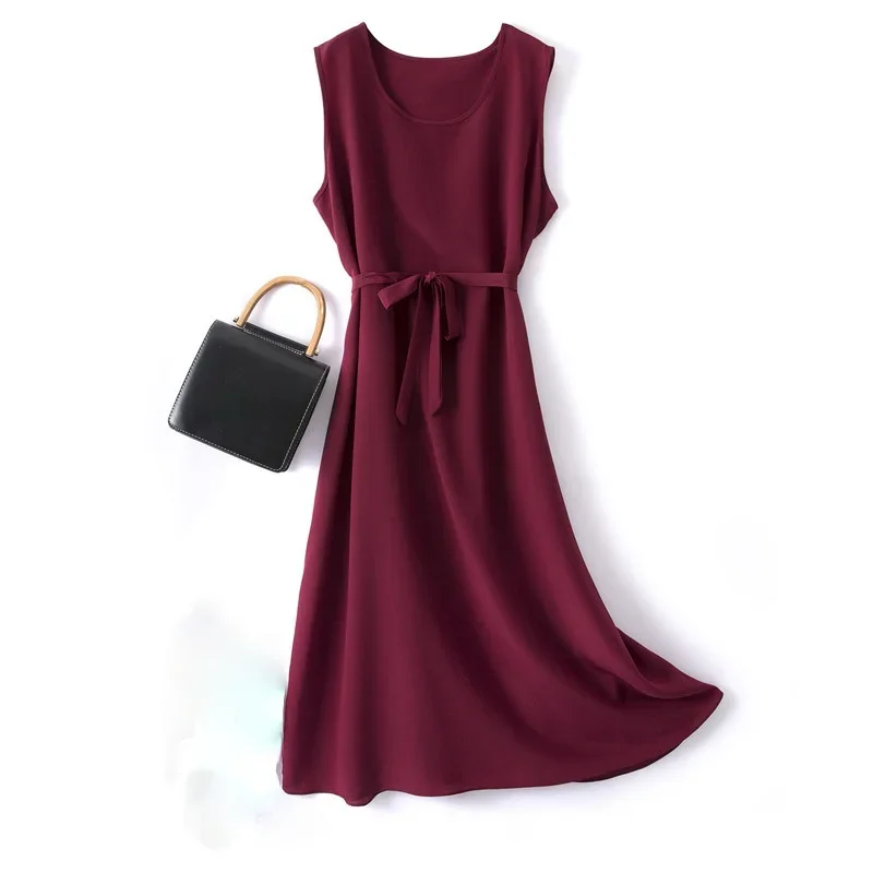 Женское длинное шелковое платье повседневное черное без рукавов модель Pph5050 на