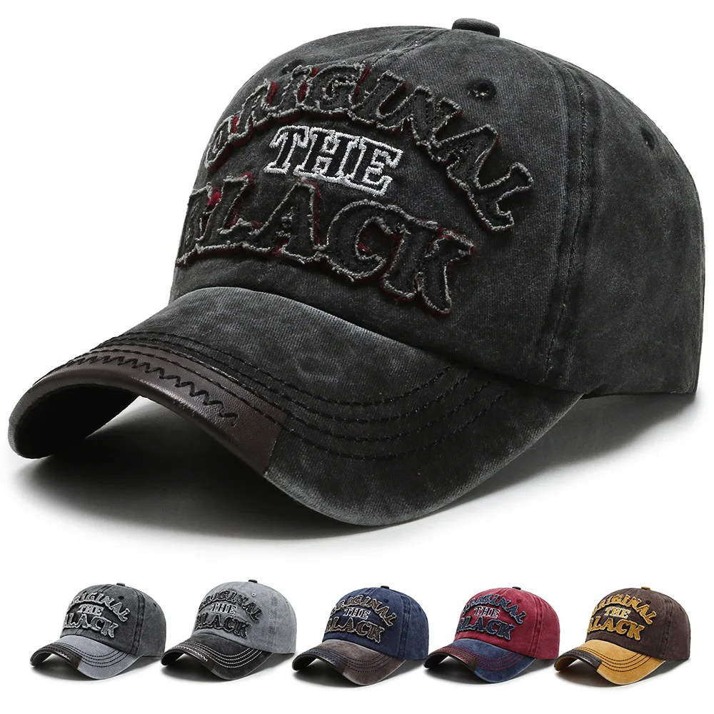

Hot Retro Washed Baseball Cap Fitted Cap Snapback Hat for Men Bone Women Gorras Casual Casquette Letter Black Cap Baseball Cap