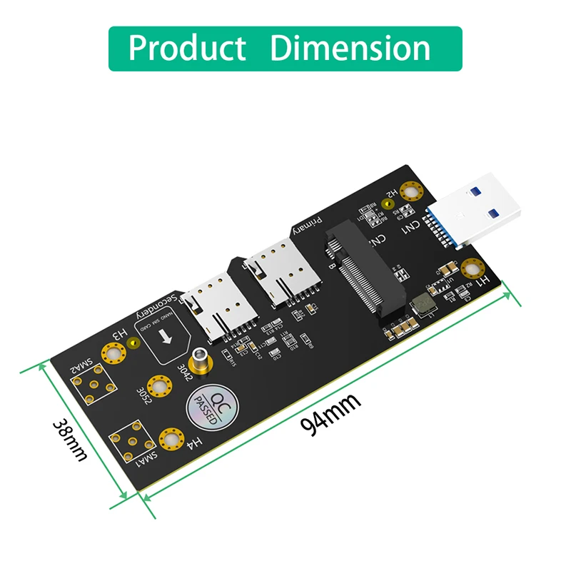Модуль M.2 NGFF 3G/4G/Φ к сетевому адаптеру USB3.0 с двумя слотами для SIM-карт