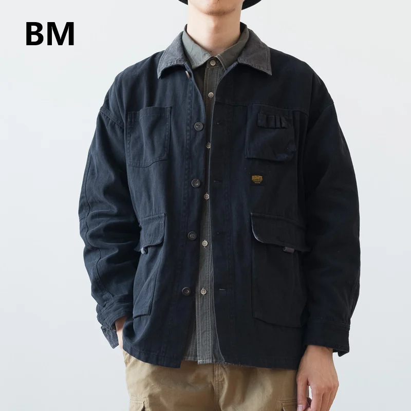 

Japanese Streetwear Fashion Work Jacket High Quality Patchwork Lapel Harajuku Multi Pocket Clothes Harajuku Top Men Clothing