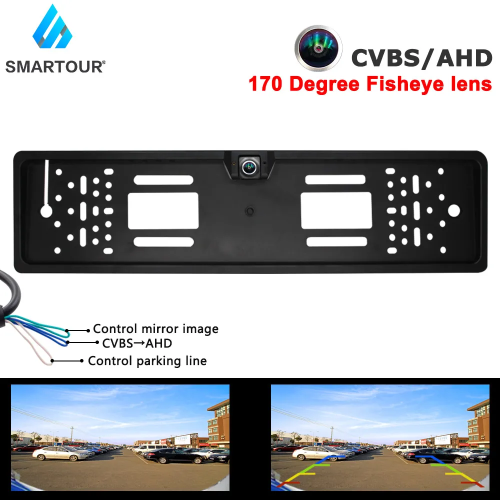 

European Car Number License Plate Frame Rear View Camera Fisheye Night Vision Reverse Backup Parking RearView Cam Auto Accessory