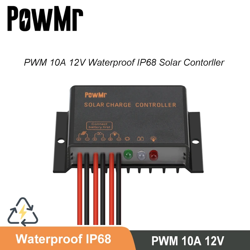 

PWM 10A Solar Charge Controller 12V Waterproof IP68 Solar Panel Battery Charge Controller Outdoor Use For Solar PV System