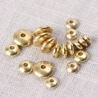 flat round rondelle 5mm 6mm 8mm solid brass metal light gold color loose spacer crafts beads lot for jewelry making findings