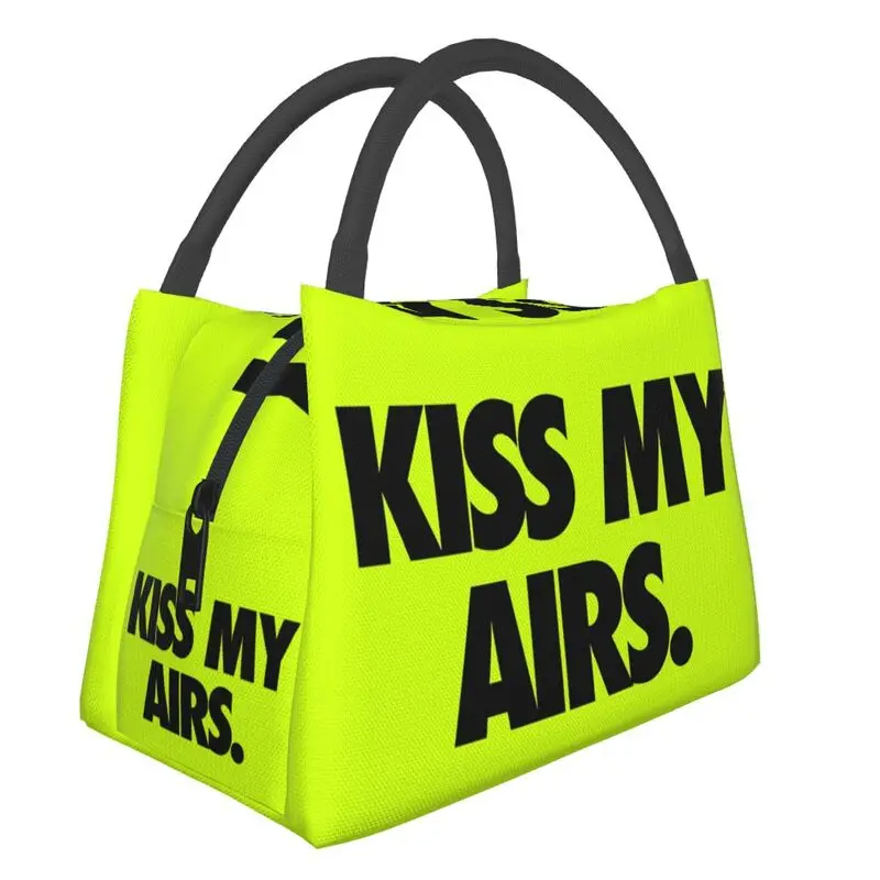 

Custom Kiss My Airs Lunch Bags Men Women Thermal Cooler Insulated Lunch Box for Work Pinic or Travel Fruit Fresh Storage Bag