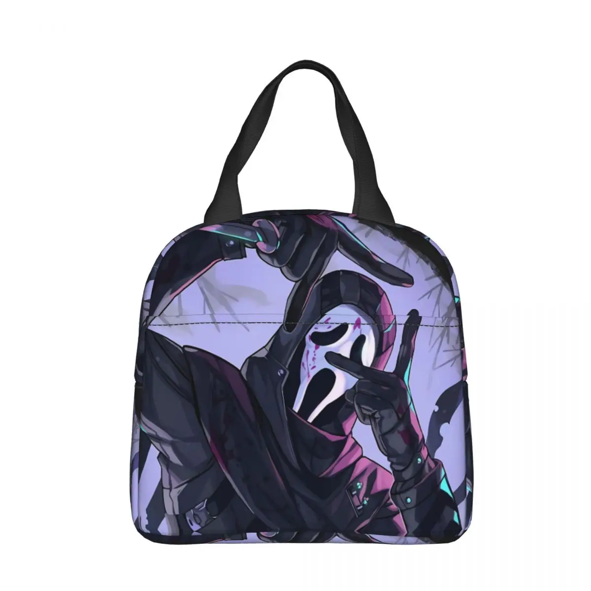 

Портативные сумки Веер-арт из ткани Оксфорд с изображением крика Ghostface, ужасная пленка, Школьное путешествие, обед, пеший туризм, Мерцающая деталь