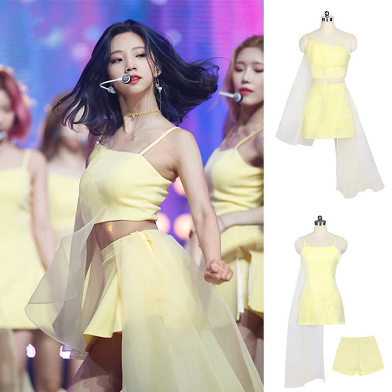 

Kpop Girl Group Sexy Sling Vest Tops Outfit Women Concert Fairy Stage Costume Jazz Dancewear Dancer Mesh Dress Kawaii Clothes