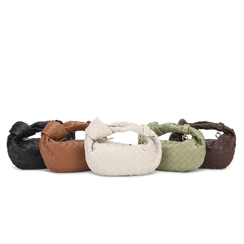 2023 Spring/Summer New Premium Slanting Cross Knotted Cow Horn Bag Hand Carrying Woven Bag Tote Crossbody Bag