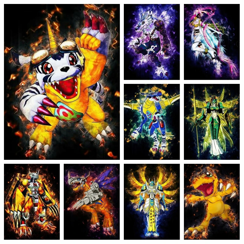 Japanese Classic Anime Digimon Adventure 5D DIY Diamond Painting Mosaic Rhinestone Embroidery Cross Stitch Needlework Kawaii Hom