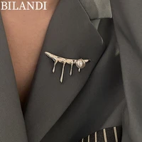 bilandi trendy jewelry silver plated geometric brooches 2022 new trend simulated pearl brooches for girl lady gifts