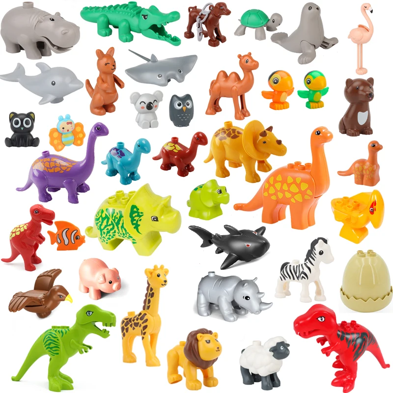 Большой конструктор аксессуары зоопарк кукла кенгуру Рино Зебра динозавр Серия животных DIY сборка Duploes детская игрушка подарок Большой конструктор аксессуары зоопарк кукла кенгуру Рино Зебра динозавр Серия животных DIY сборка Duploes детская игрушка подарок