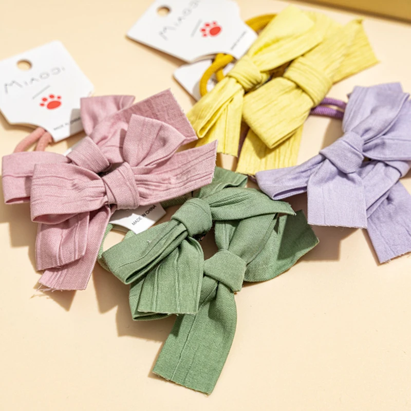 

Baby Girls Bow Hair Rope Bow Knot Rubber Bands Elastic Hair Band Kids Hair Accessories Candy Color Scrunchies Soft Hair Ties