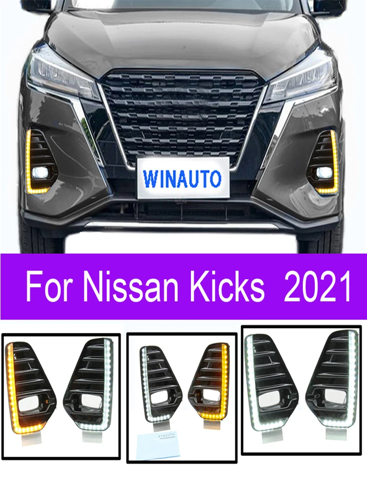 

2PCS for Nissan Kingke 2021 with yellow LED front bumper fog lights 2-color modified super bright water steering