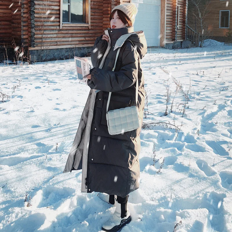 Down jacket women's long knee-length loose warm jacket