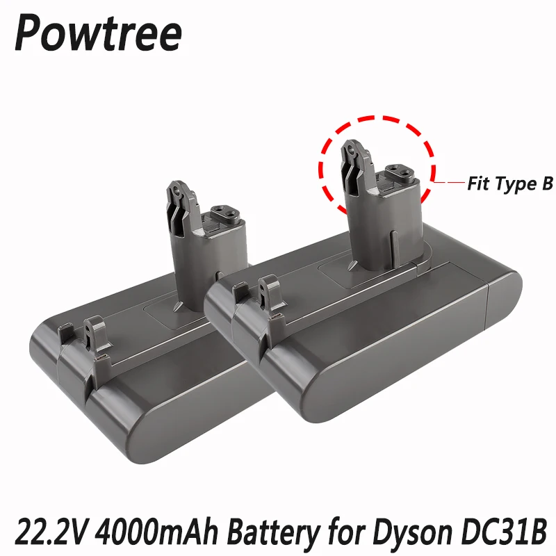 

Powtree 22.2V 4000mAh DC31 ( Only Fit Type B ) Battery for Dyson DC31B DC35 DC44 DC45 Series Cordless Vacuum Cleaner Li-ion L30