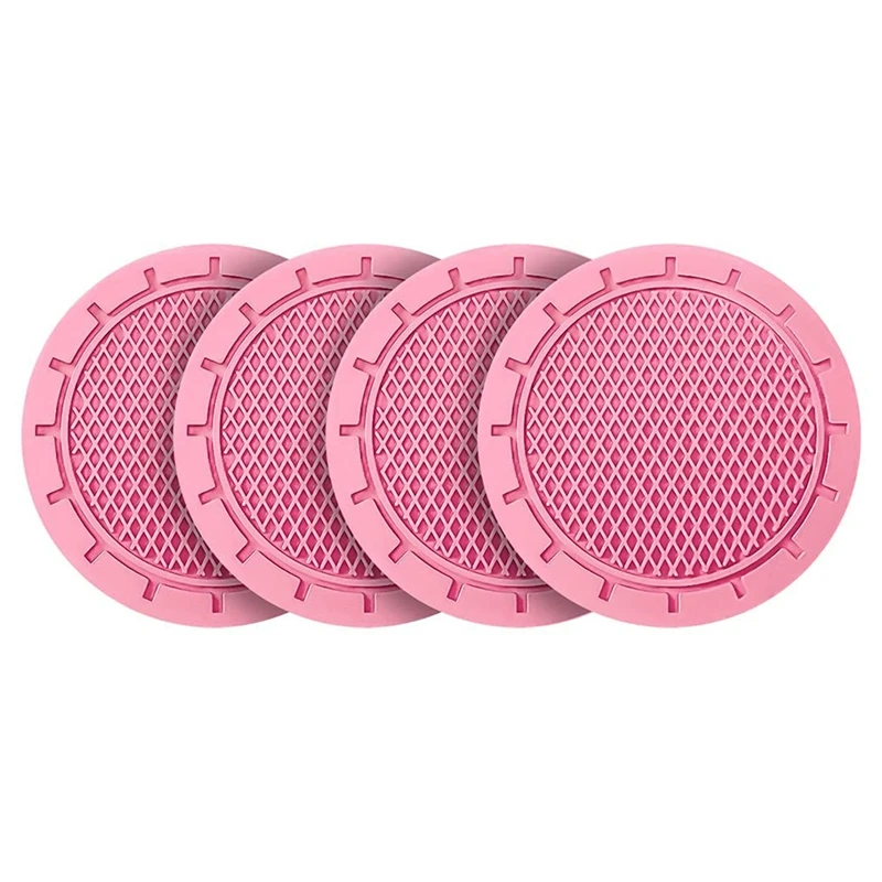 

4Pcs Car Cup Holder Coaster Non-Slip Universal Insert Coaster Suitable for Most Car Interiors (Pink)