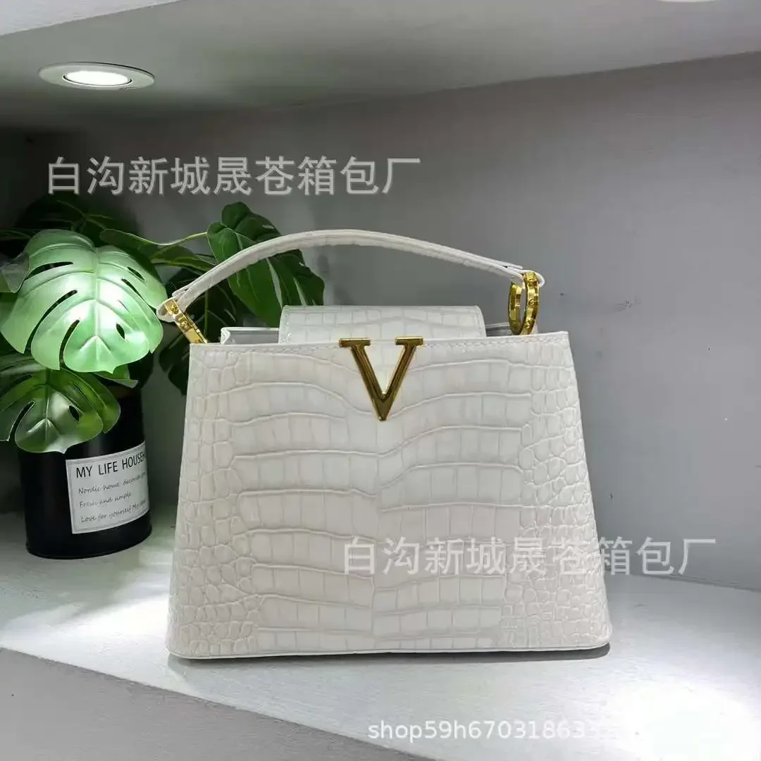 IMJK 26*18*10 см Роскошный дизайн V-образная женская сумка с каменным узором