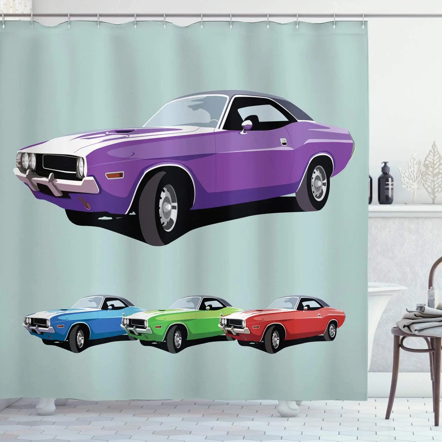 Занавеска для душа Manly американская история мышечной машины автомобиль спорт