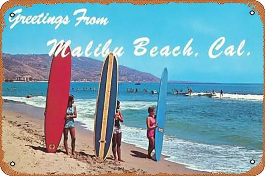 

Металлическая вывеска "Приветствие из пляжа Малибу", алюминий