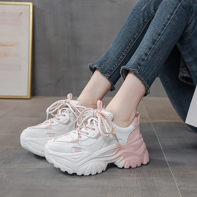 

2023 Gradient Color Young Women Shoes Lace-Up Flat Platform Concise Women Sneakers Casual Hand-made Round Toe Tenis De Mujer