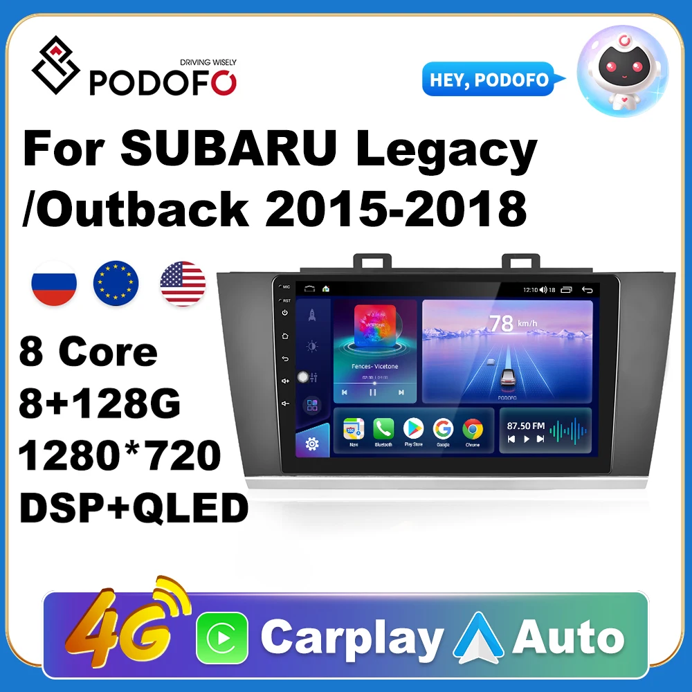 

Podofo Android автомобильное радио для SUBARU Legacy/Outback 2015-2018 Мультимедиа Видео плеер GPS 2din Carplay Авто AI голосовое стерео