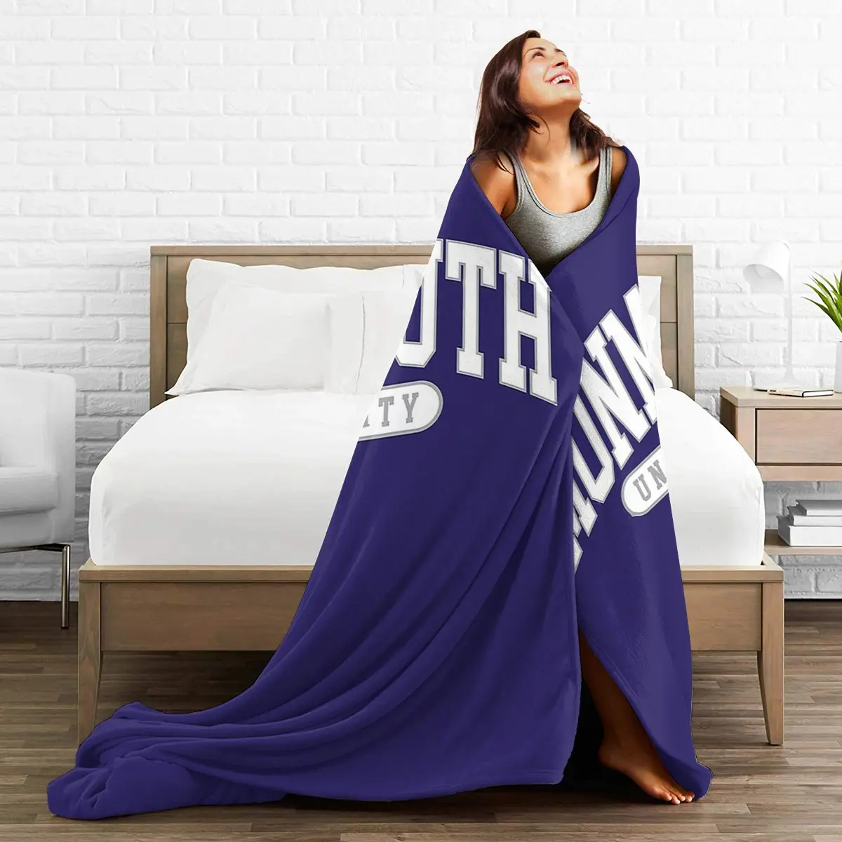 Одеяло Monmouth с рисунком шрифтов для колледжа мягкое теплое Фланелевое покрывало