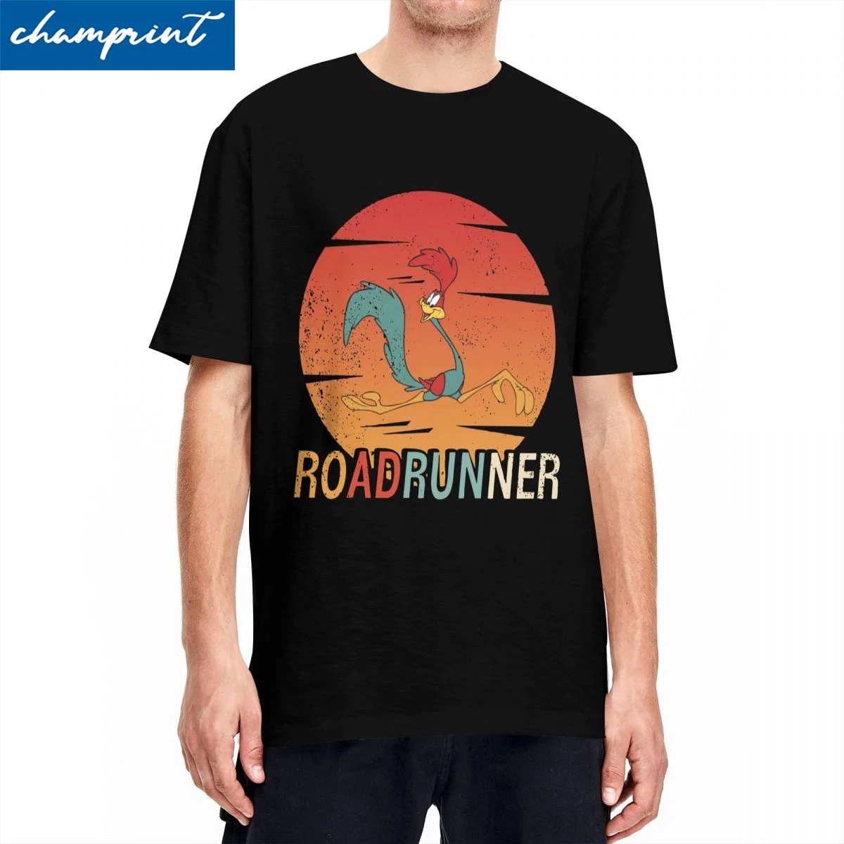 

Kawaii Vintage Retro Roadrunner Silhouette T Shirt Men Cotton Short Sleeve Crewneck Summer TopsTops
