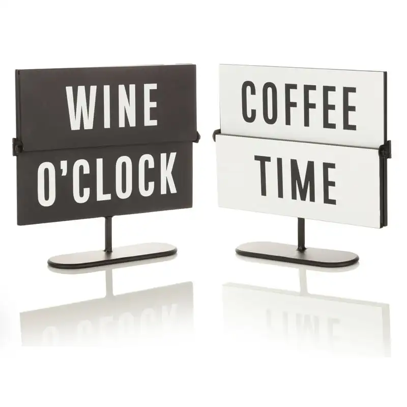 

& White Metal Wine and Coffee Tabletop Flip Sign, 7.9 Room decorations Metal signs vintage Decorative items for home Pug Great d