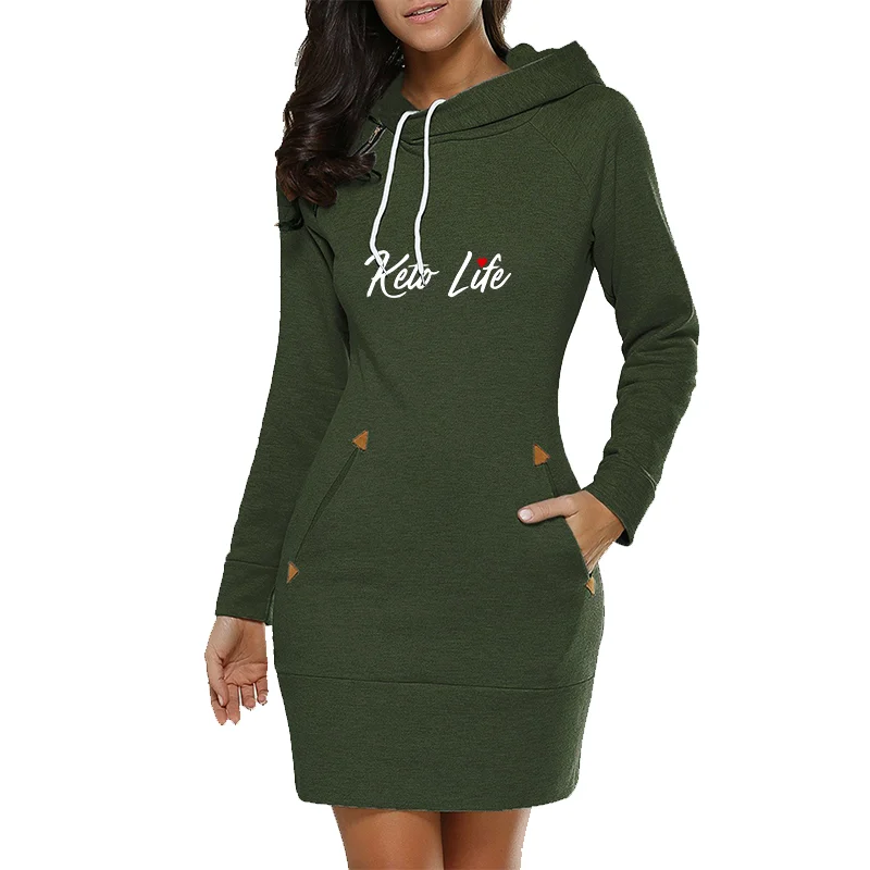

Vintage Women's Spring and Autumn Long Sleeve Hoodie Plus Size with Pocket Dress Fashion Trend Print Casual Women's Wear
