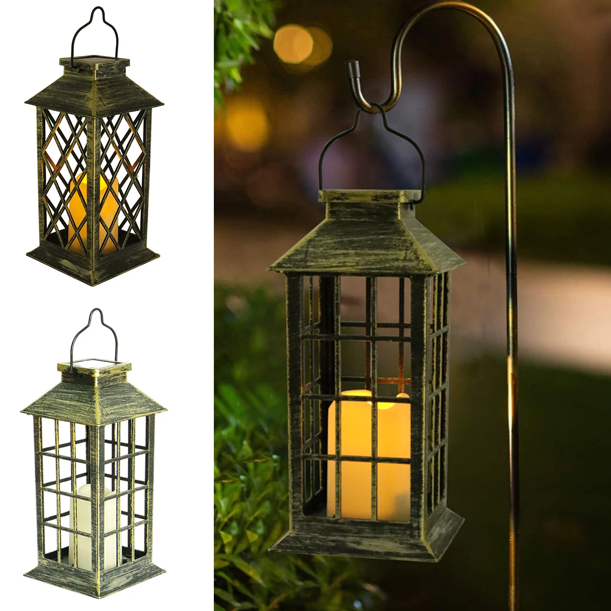 

Solar Candle Lamp Outdoor Hanging Lantern Solar Candle Lantern Reusable IP44 Waterproof LED Flickering Flameless Candle Light
