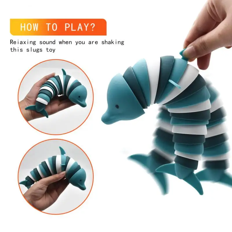 

3D Fidget Slug Articulated Realistic Insects Shark Toy Fun Crawling Sensory Toy Can Be Twisted Casually Pleasant Release Stress