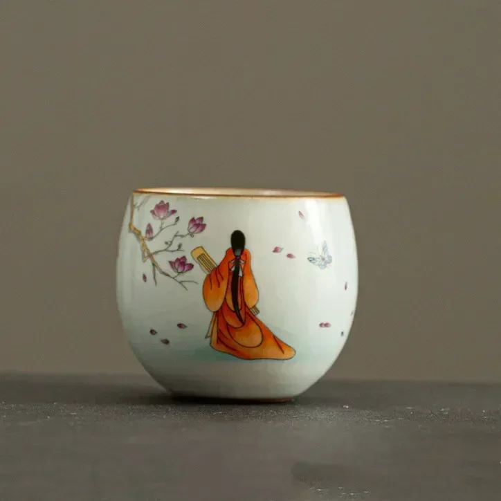 

Керамическая чайная чашка JINGDE TEA SET с узором лотоса 90 мл