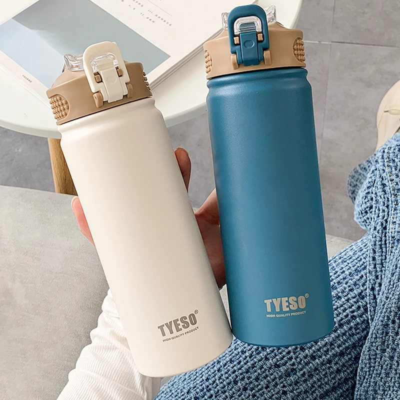 

Thermal Water Bottle with Straw 750/530 ML, Stainless Steel Bottle Keeps Cold and Heat, High Capacity Thermal Mug Thermos Bottle