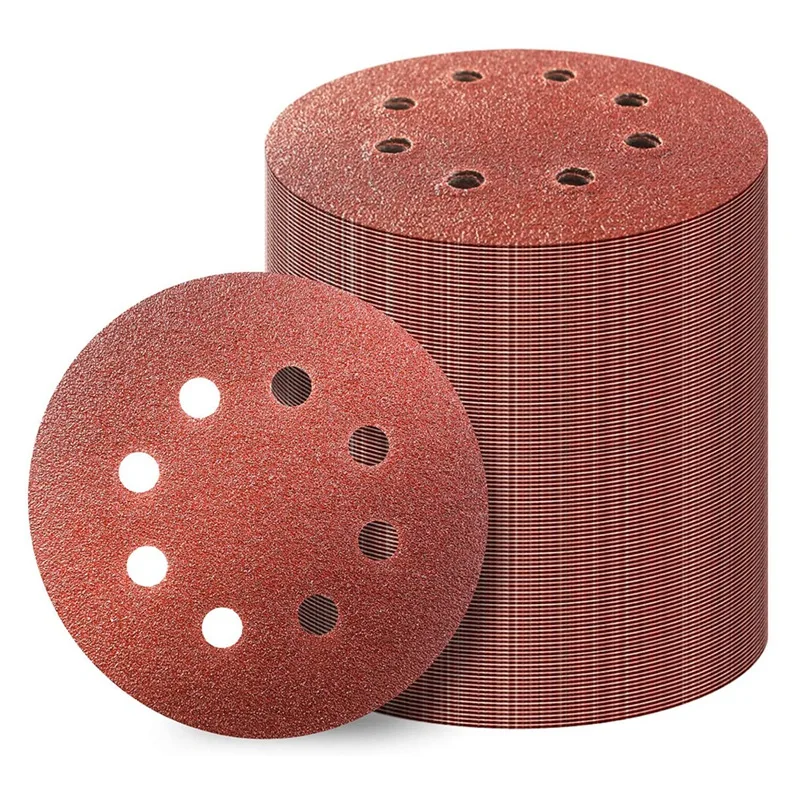 

New-100PCS 5 Inch 8 Hole Hook And Loop Sanding Discs 60 80 120 180 240 320 400 Grits Sand Paper For Random Orbital Sander