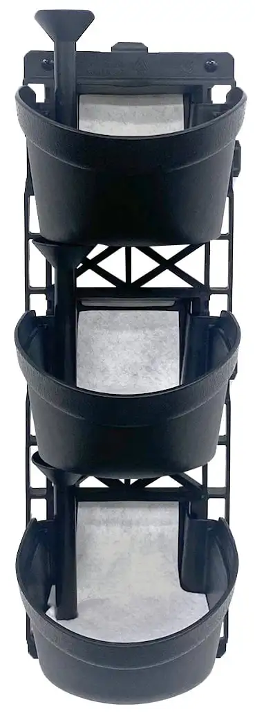 

Wall 3-Pot Kit, Black, Plastic Wall Mounted Planter, 6.5" W x 19.5" H