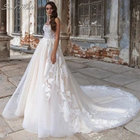 elegant sweetheart a line lace wedding dresses applique sleeveless backless bride dress plus size bridal gown vestidos de novi