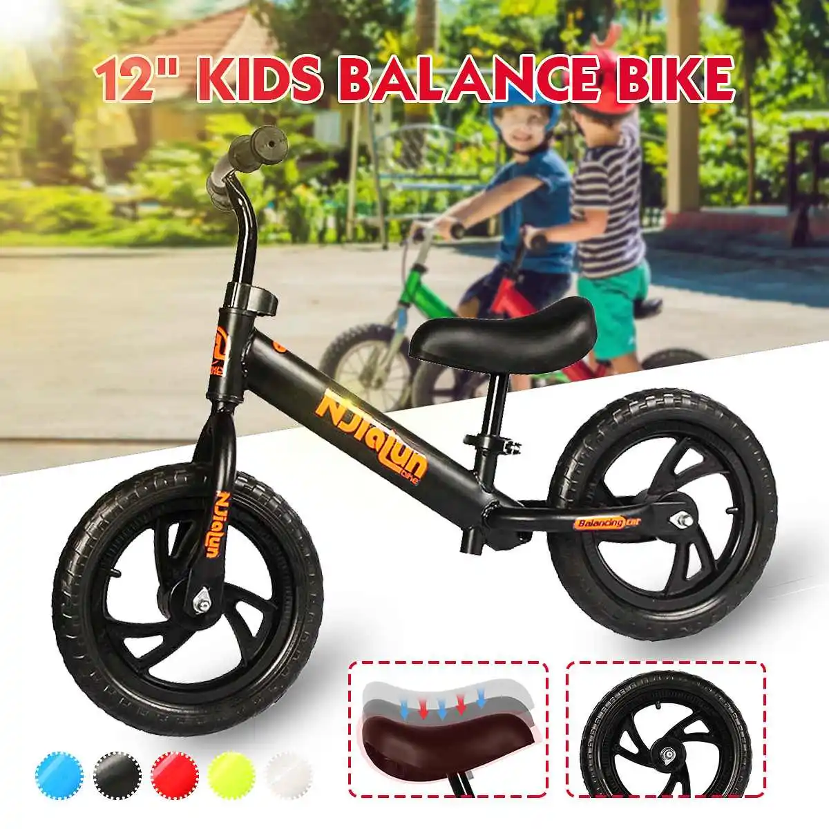 

12"Kids Balance Bike No-Pedal Learn To Ride Pre Push Bicycle Adjustable Bicycle Riding Walking Learning Scooter