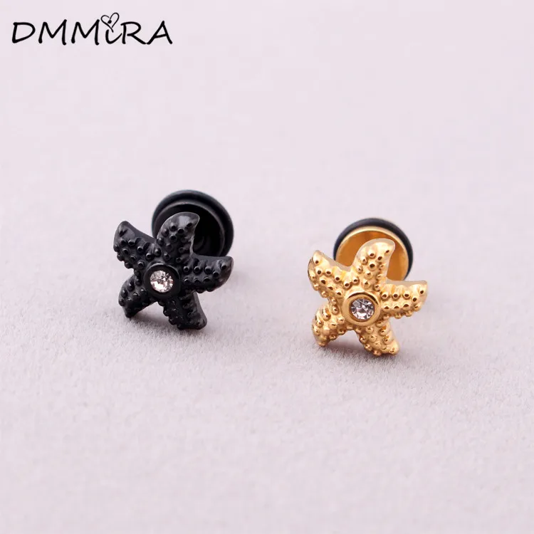 Модные Винтажные крестообразные серьги, золотые, черные, из нержавеющей стали, в стиле панк, крестообразные звезды, винтовые серьги-гвоздики для женщин