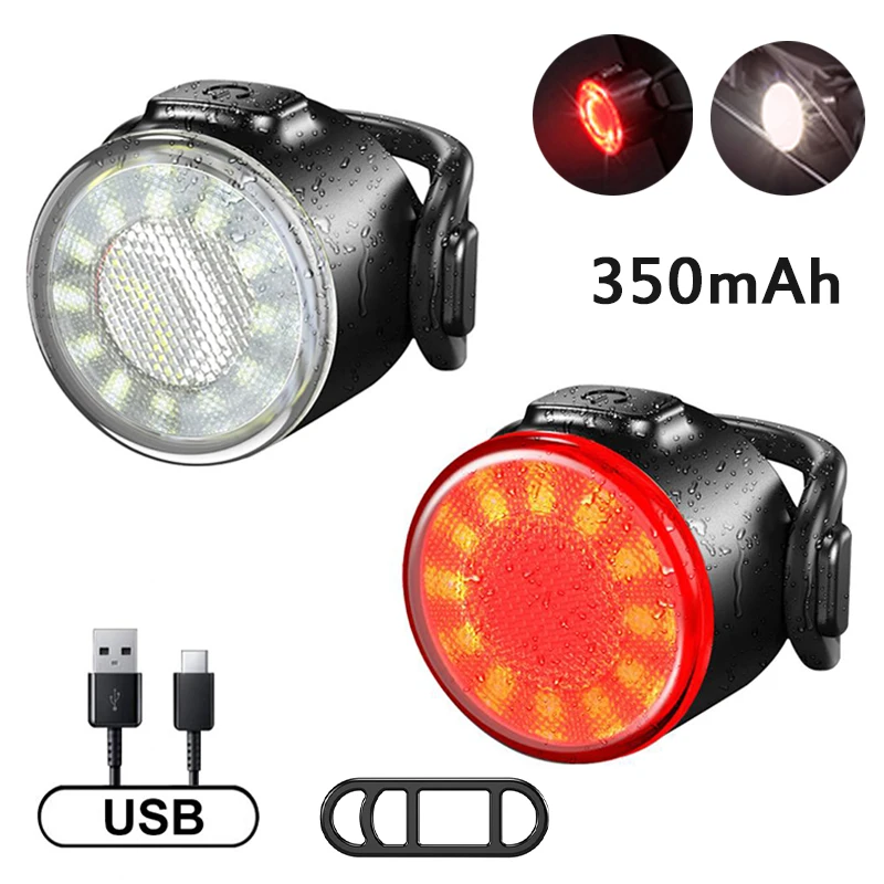 

Rechargeable Bike Light Mini Warning Taillight LED COB Waterproof Highlight Riding Taillight Front Rear Bicycle Lamp Headlights