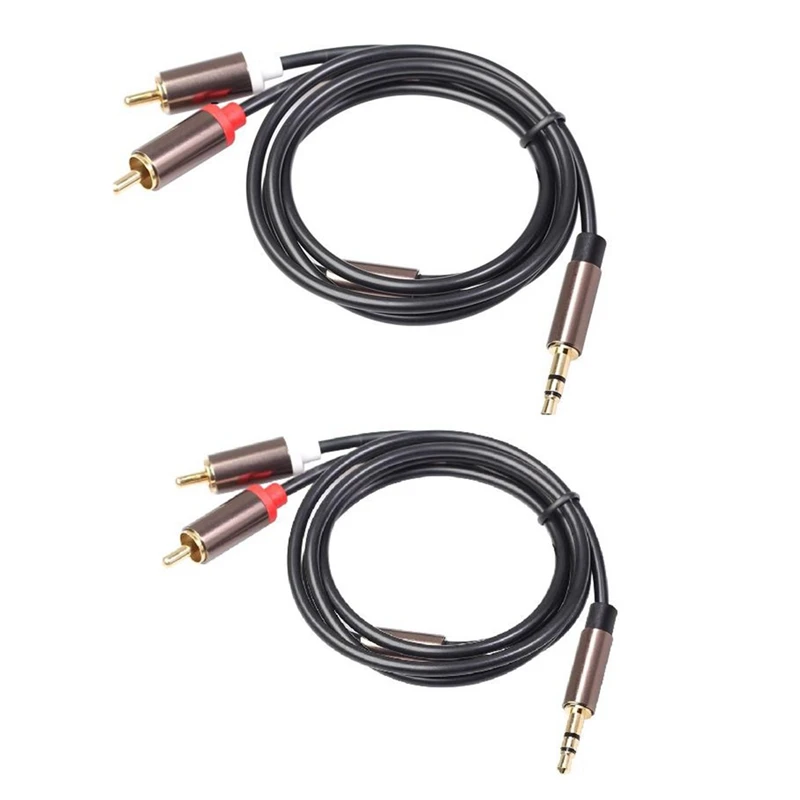 

NEW-2Pack 3,5 мм штекер к 2RCA штекер вспомогательный стерео аудио Y сплиттер позолоченный для телефонов, MP3, планшетов, динамиков, HDTV - 6 футов