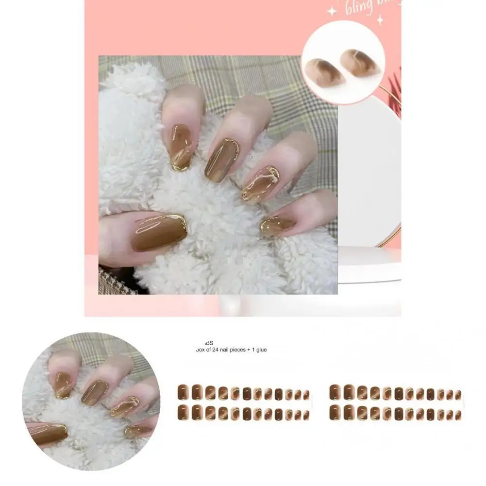 

Нежные полезные накладные ногти с текстурой золотого цвета минималистичные накладные ногти экологически чистые для дома