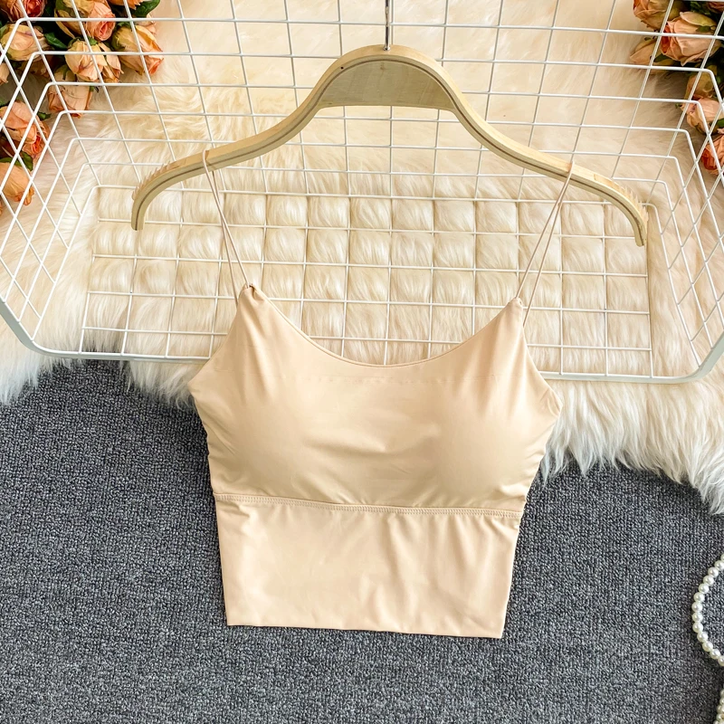 Summer Bras Women Ice Silk Crop Top Seamless Tube Top Bra Underwear Korean Solid Padded Bralette Sleeveless Vest Bra Camisole images - 6