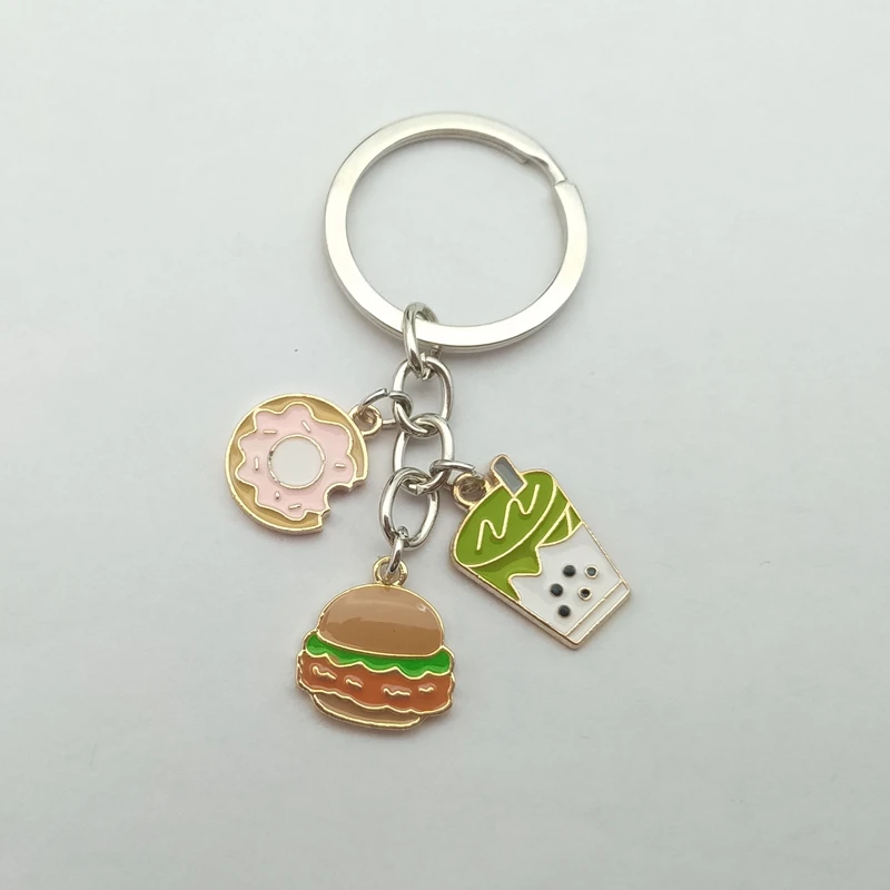 Новый эмалированный брелок для ключей с мороженым тортом жемчугом молоком чаем