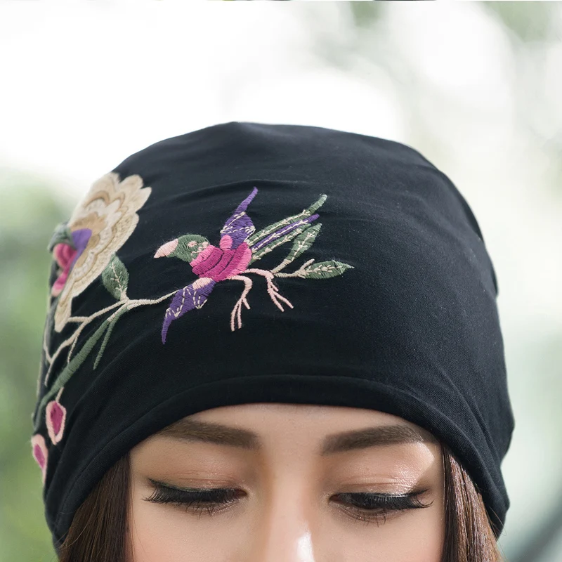 Женская винтажная Шапка-бини хиппи с цветочной вышивкой в мексиканском стиле