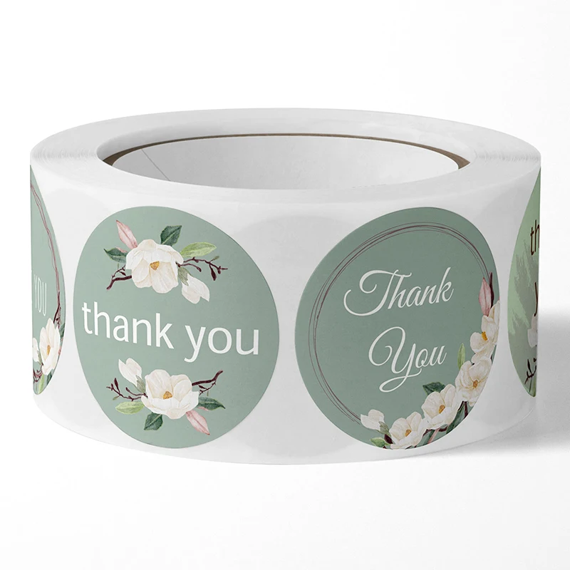 500 шт./рулон разноцветные наклейки спасибо