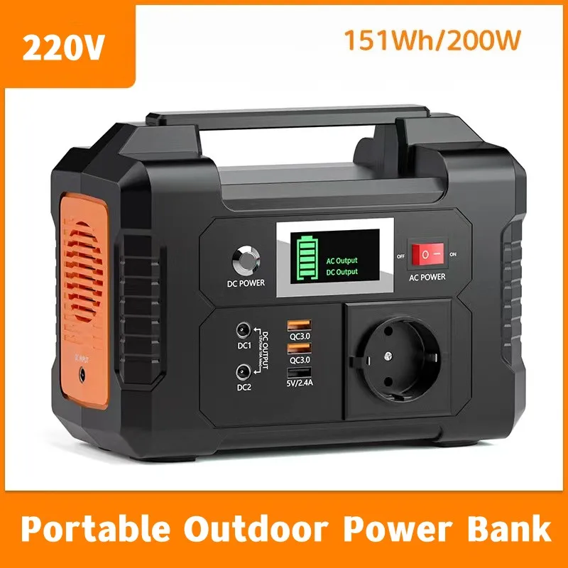 

200W Portable Power Station Solar Generator with 110V AC Outlet/2 DC Ports/3 USB Ports, Backup Battery Pack Power for Emergency