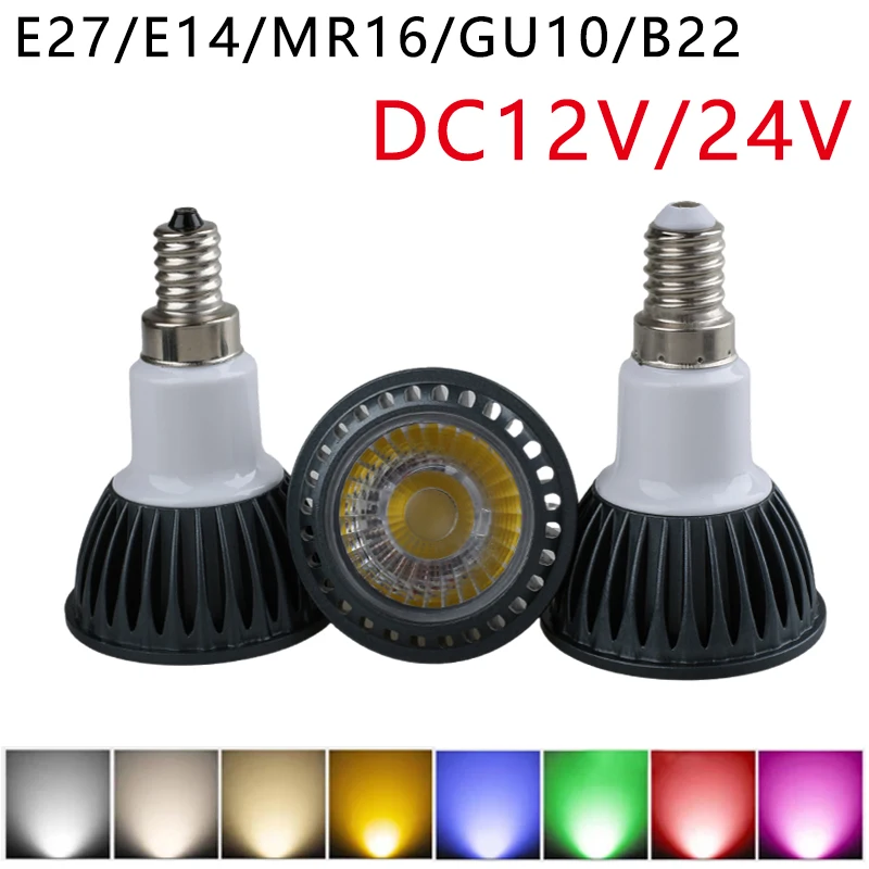 

Color RGB LED Bulb High Brightness DC 12V/24V W5 COB LED Spotlight Bulb Household E27 E14 MR16 GU10 GU5.3 Downlight True Power
